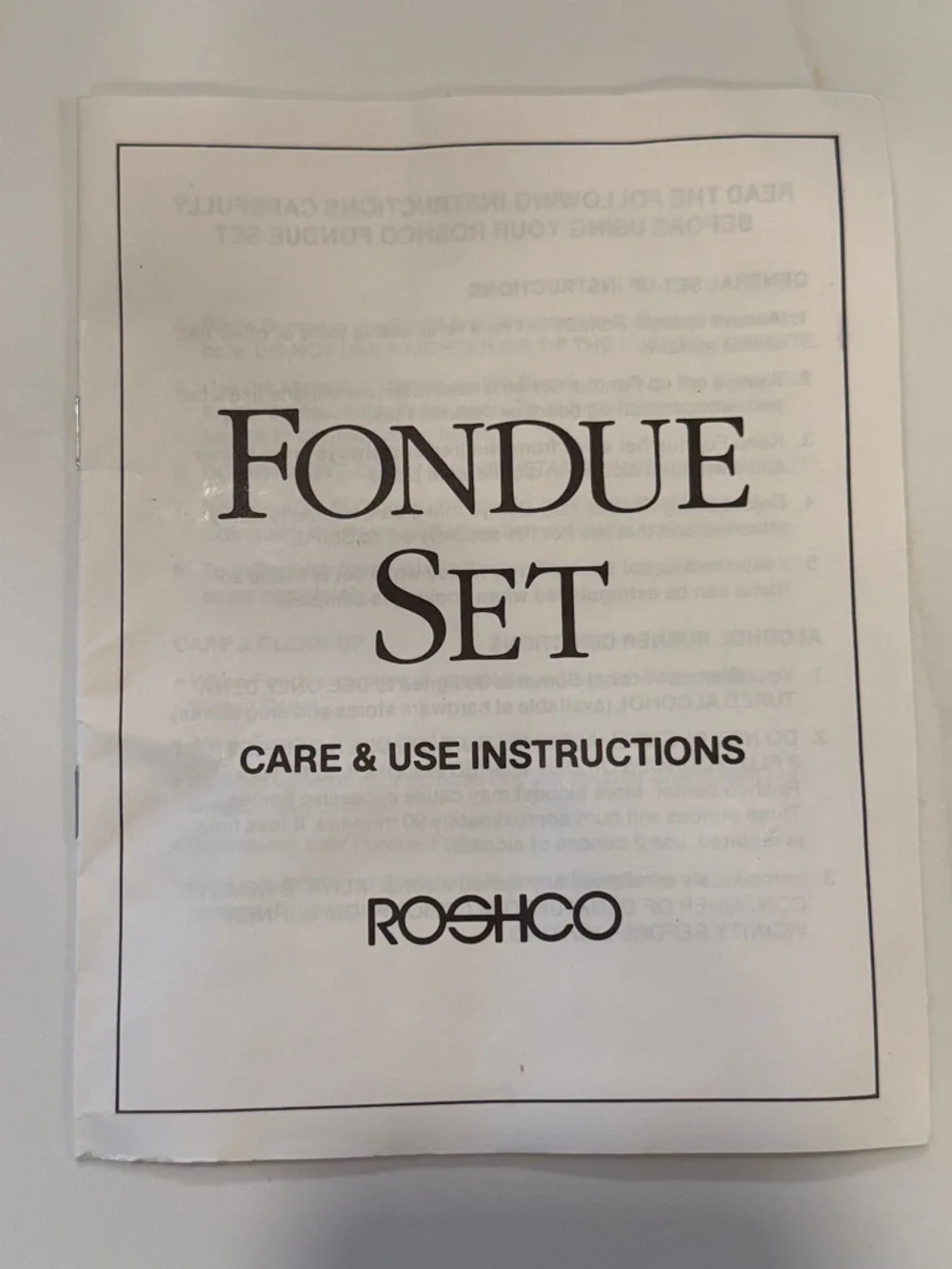 Vtg Roshco Porcelain Enamel Fondue Pot with 10 Forks